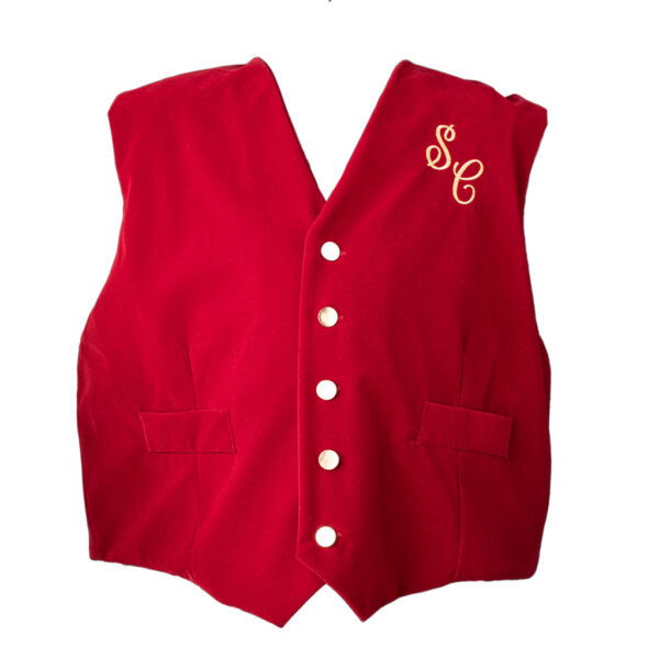 Embroidered Santa Velvet Vest With Buttons (Comes in several embroidery designs)